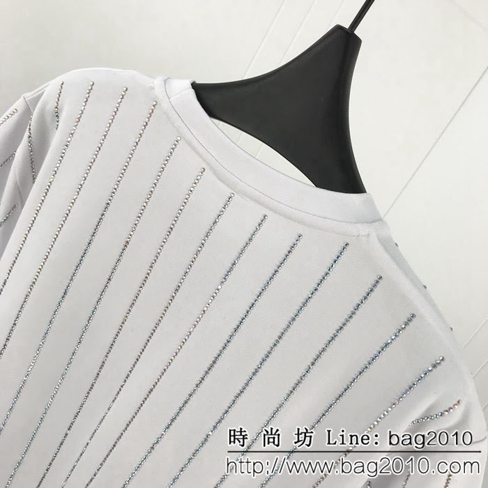 YSL聖羅蘭 19ss最新元素 條紋萬鑽 加厚純棉短袖 情侶款 ydi1469
